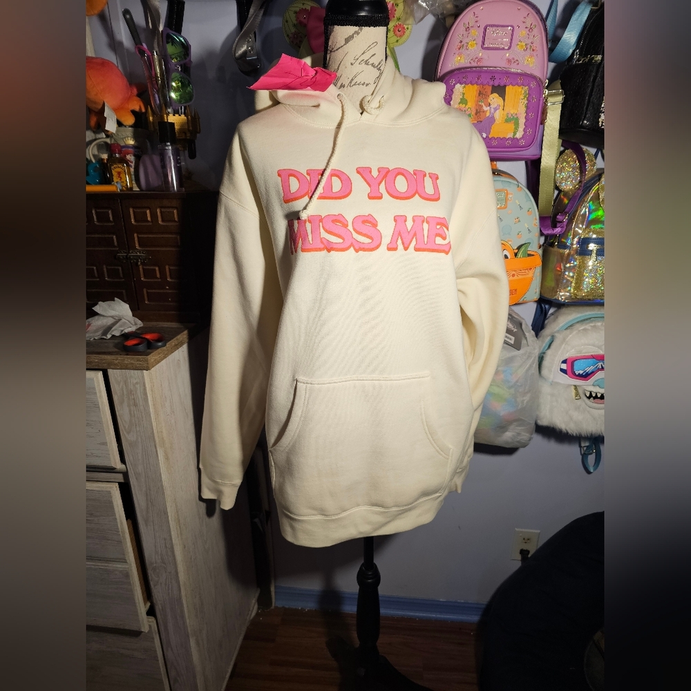 Nwot Train Concert 2024 White Hoodie Pink Writing Drops Of Jupiter Size Large